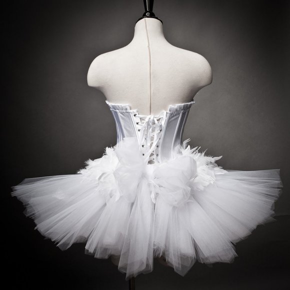 WHITE SWAN BALLET COSTUME BURLESQUE TUTU - Picture 3 of 5